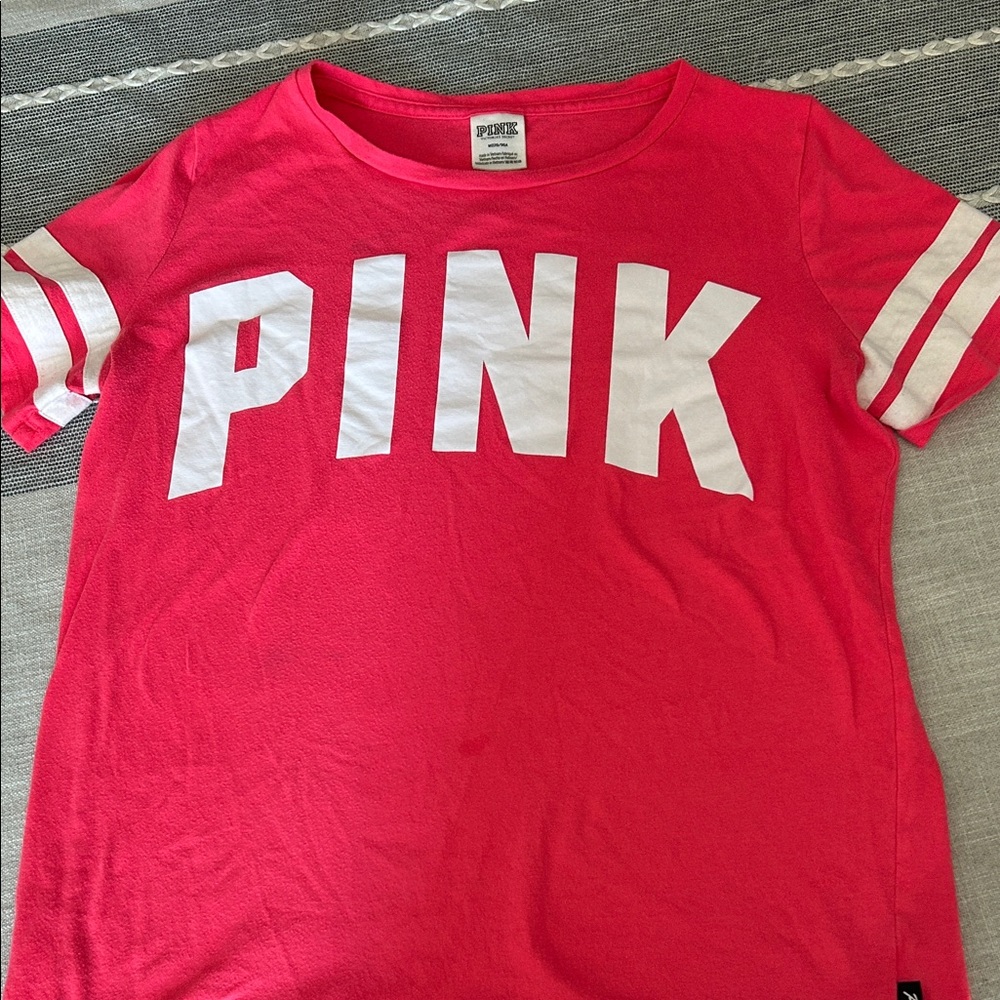 PINK Victoria's Secret Kids Tee - Hot Pink and White